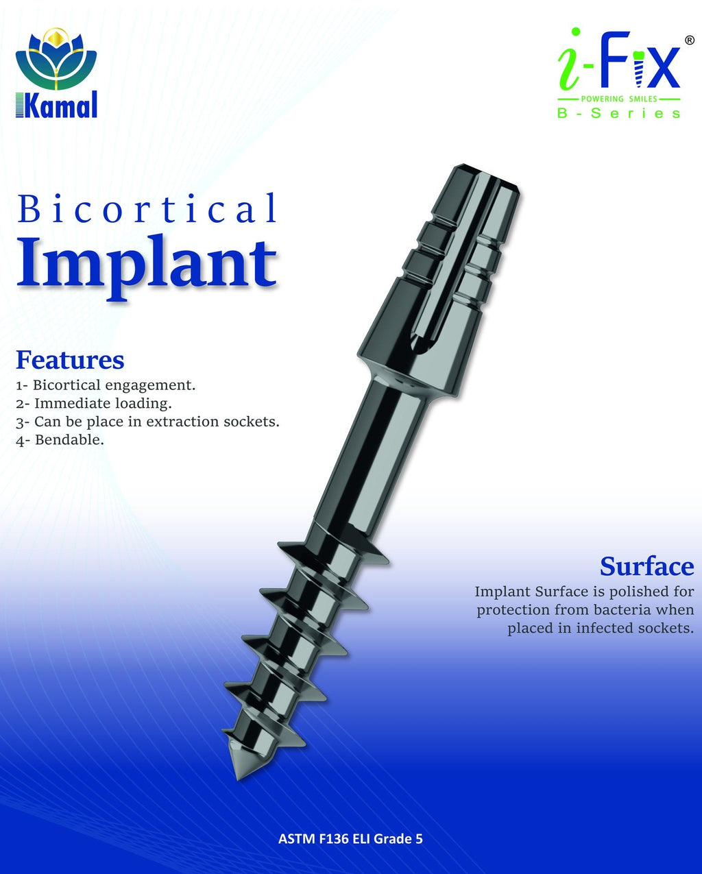 Bicortical Implant | B-Series | I-Fix | One Piece Implants | ImplantsKart
